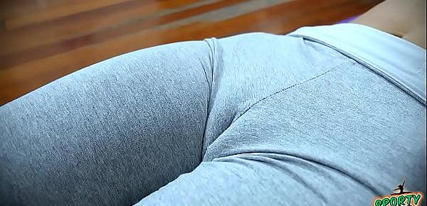 Perfect Cameltoe Round Ass and BIG BOOBS Blonde Babe Yoga Class